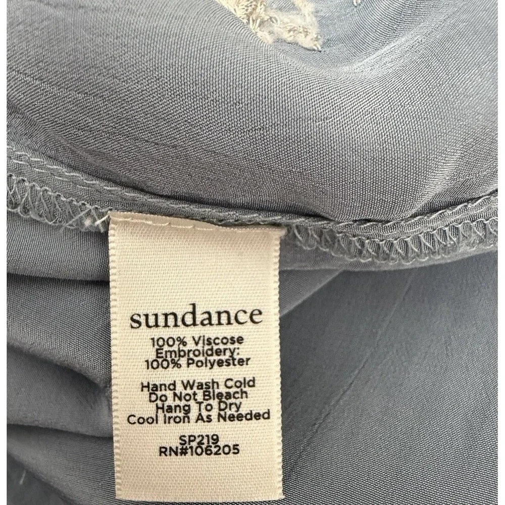 Sundance Womens Embroidered Viscose Shift Mini Dress Size L Blue Bohemian Boho - Picture 8 of 8